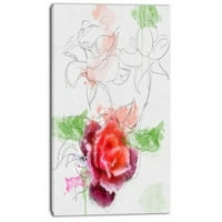 Дизайнерско изкуство „Красива роза с розови скици“ Печат на печат върху опаковани платно