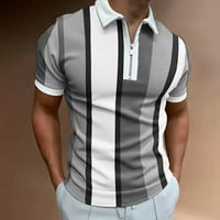 Мъже лято цветен сплайс отпечатани блузи поло ризи тениска Turndown яка с къси ръкави върхове поло ризи тениска мъжки редовно годни дишащи блузи