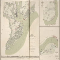 24 x36 плакат за галерия, карта на Чарлстън Сити и пристанище; План и битка при Белмонт, Мисури