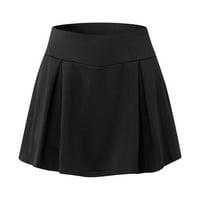 Небрежни поли за жени Лято с джобове с висока талия, плисирани вътрешни къси панталони, солиден цвят за бягане на ежедневни черни 2xl