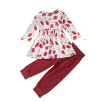 fvwitlyh тийнейджърка модна бебешка момичета флорални ягодови печат есен дълги ръкави момиче дрехи 3- месеца