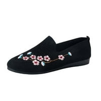 Lhked дамски солиден цвят плоски обувки леки цветя бродерия меки маратонки обувки ежедневни мрежести комфортни обувки