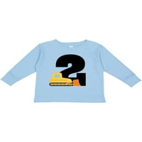 Inktastic 2-ри рожден ден строителен камион Булдозер подарък Toddler Boy Girl Тениска с дълъг ръкав