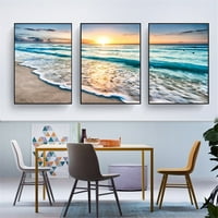 Ана панел плаж платно стено изкуство за домашен декор Синьо море залез бял плаж боядисване на картината щампа върху платно море
