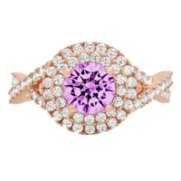 1. CT Brilliant Round Cut Clear Simulated Diamond 18K Rose Gold Halo Solitaire с акценти пръстен SZ 8.75