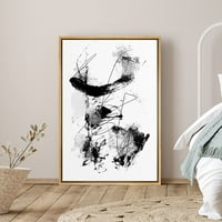 Pixonsign рамкиране на платно от печат с стена черни четки и графични боя пръски декоративни форми илюстрации модерно изкуство алтернатива тъмно за хол, спалня, офис - 16
