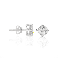 Каратски диамантени кръгли шпилки Обеци за жени в 14k бяло злато 4-Prong Setty и натиснете назад от Priposa Fine Jewelry