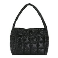 Ватирани небрежни чанти Модна карирана памучна чанта с опростена преносима за пътуване черно
