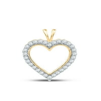 10kt жълто злато дамски кръг диамантено сърце очертание висулка cttw