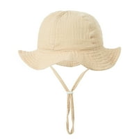 Бебета лятна кофа регулируема плажна шапка, бебешка широка риболовка шапка с каишка за брадичка
