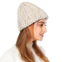 Твърди унизионни топли шапки за шапки за жени за жени оребени зимни шапки за озлобения шапка на открити шапки бежове с един размер