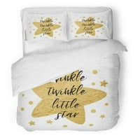Комплект за спално бельо Twinkle Little Star Text Сладко златно за момиче бебе деца етикет за рожден ден табела с двойни размери завивка с калъфка с възглавница за домашна дек