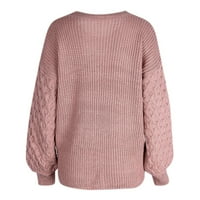 Пуловер за дамски пуловер топла мода, плетен свободен дълъг ръкав плетен есен зимен пуловер за жени