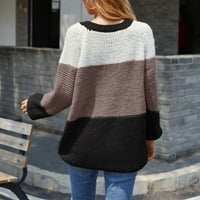 Женски разхлабена груба вълна мохер пуловер ивица за шевове контраст пуловер