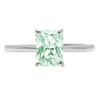 1. CT Brilliant Radiant Cut Симулиран зелен диамант 14K бял златен пасианс пръстен SZ 5
