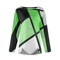 Дамски върхове на лакътя жени блуза свободни графични щампи летни ризи за врата на екипажа зелени s