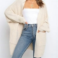 SHPWFBE Cardigan за жени пуловери за жените нови плетени жилетка свободно плетен голям дълъг пуловер палто есенни дрехи за жени бели L