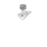 Delight Jewelry Silvertone Голям октомври - горещо розово кристално сърце Поздравления за чар мънисто с вита