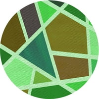 Ahgly Company Indoor Round Countled Stoplight Go Green Area Rugs, 3 'Round