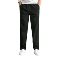 Мъжки модни ежедневни памук плюс размер джобна дантела нагоре френулум панталони Общо облекло Черно XXXXXL