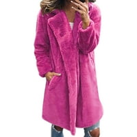 Loyisvidion палто дамски дами солидно топло яке от фау на яке зима, свалете яка връхни дрехи горещо розово 16