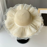 Нетната прежда декор кръгла куполна шапка на плажа - женски слънцезащитен слънцезащитен крем дискета шапка, модни аксесоари
