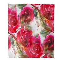 Хвърлете одеяло топло уютно печат фланелен модел червени рози акварелни флорални цвете удобно меко за диван и диван