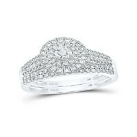 Diamond Queen 14kt бяло злато кръгло диамантен булчински сватбен пръстен лента комплект cttw