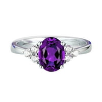 Женски ретро симулационен бижута диамантен пръстен за отваряне на пръстен лилаво