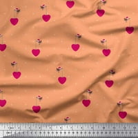 Soimoi памучна фланелка тъкан, точка, сърце и птица клип арт печат от широк двор