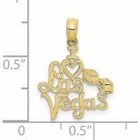10k жълто злато I сърце Лас Вегас с гравиран чар на зарове, направен в САЩ -JEWELRY от сладък грах