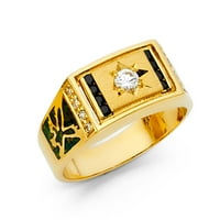 Бижута от Lu 14K жълто злато кубик циркония CZ Мъжки моден годишнина пръстен W Sapphire Size 12