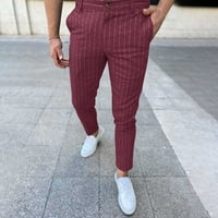 Обезсърчен мъжки бизнес панталон клирънс мъже ежедневно моден бутон Затваряне на цип за затваряне на градиент небрежен молив панталони панталони червен xl
