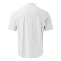 Атлетически върхове бели тениски за мъже мъже ежедневни тениски солидна копче за яка с къс ръкав пуловер на блуза върхове памучни тениски за мъже мускулни ризи за мъже, бели, xl