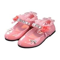 Lacyhop Girls Flats Magic Tape Princess Shoe Comfort Mary Jane School Sweet Dress Shoes Дишащи мокасини с боровини розови 1y
