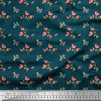 Soimoi сатен копринен плат листа и флорална художествена печат тъкан край двора