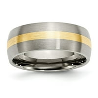 Titanium 14K Gold Inlay Brush Band Ring - размер 9.5