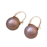 Обеци на Anvazise Pair Обекват изискана имитация на перла перла привличаща вниманието фантастични обеци за лопат за открито розово розово