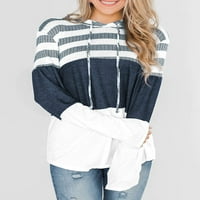Cocopeaunt женски ежедневен качулка пуловер v Врат цвят Блок Суичърс с качулка с дълъг ръкав с джобни върхове с джоб