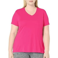 Дамски блузи жени модна ежедневна блуза плюс размер солидна тениска v-образно деколте с късо ръкав горещо розово xxxxxl