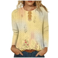 Fragarn дълги ръкави жени върхове облечени ежедневни удобни сладки сладки тениски ризи флорални отпечатани туники отгоре