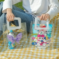 Момичета Карикатура прозрачна чанта PVC водоустойчива желе плажна чанта студент от развлекателни чанта с чанта за подарък