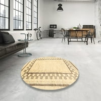 Ahgly Company Machine Pashable Indoor Round Съвременна пясъчно кафяво килими, 3 'кръг