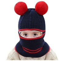 Малко дете деца бебе момчета момиче помпон шапка зима топло плетено плетене на една кука шал шал
