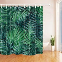 Тропически растения декор тъмно зелено палмово дърво полиестер тъкан за баня за баня завеса за душ