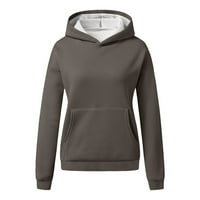 Voncos качулки за жени се занимава с удобни леки есента и зимни топли ризи за пуловер с дълъг ръкав с джобове със солини с плътни цветове върхове