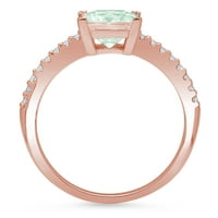 1. CT Брилянтна принцеса Изрязан ясно симулиран диамант 18K Розово злато пасианс с акценти пръстен SZ 6.75