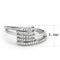 Женски сребърни пръстени без пръстен от неръждаема стомана с AAA клас CZ в прозрачен DA342