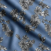 Соимои флорален принт, копринена тъкан, декор за шиене на двора, декоративна материя за ризи костюми за връзки, прашно синьо