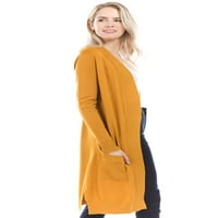 Cielo Women's Long Duster плетен пуловер Отворен фронт с дълъг ръкав жилетка W Pocket